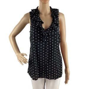 Old Navy Sleeveless Ruffle Polka Dot Blouse Black White Size S